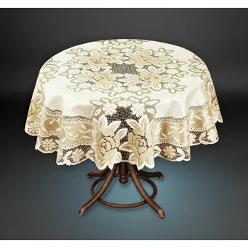 ubrus Žakárový ubrus SOFIA krémová/zlatá Ø 100, 120, 160 cm MyBestHome Rozměr: Ø 100 cm