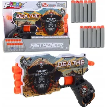 Dětská zbraň Pistole na pěnové šipky Pirátská se zásobníkem na 4 šipky 12 Ks