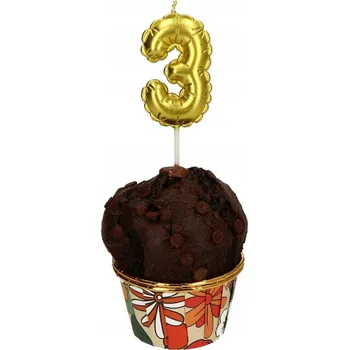 Svíčka Narozeninová svíčka 6 cm ČÍSLICE 3 Zlatá 1 KS