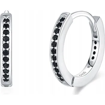 Náušnice Náušnice Fraise 1,3 cm kruhy s černými zirkony, stříbro S925