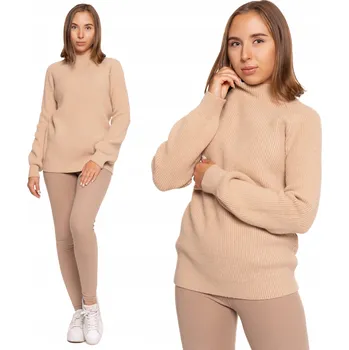 Dámský svetr Dámský svetr STŘIH pohodlný, klasický, z viskózy SE STOJÁČKEM MORAJ béžová, 3XL