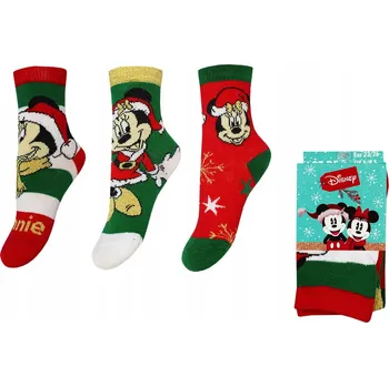 VÁNOČNÍ PONOŽKY Minnie Mouse MICKEY PRO DĚTI, SADA 3 KUSŮ, 31/34
