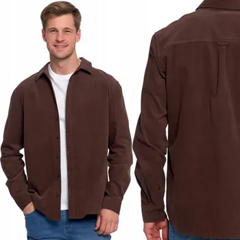 Pánská košile Stylová Hladká Pánská Košile Manšestrová 100% Bavlna Dlouhý Rukáv MORAJ L