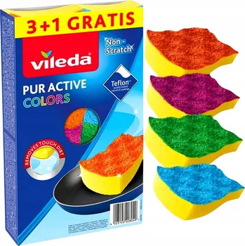 Utěrka Houbička na nádobí Vileda Pur Active Colors 4 ks
