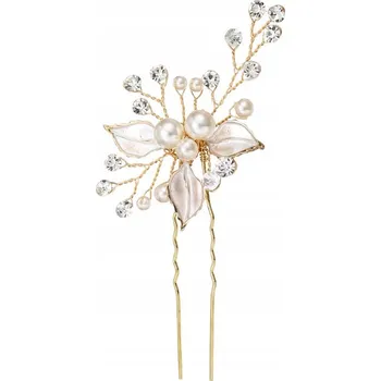 Ozdoba do vlasů Hřebínek do vlasů, ozdoba drdolu se zirkony, zlatý