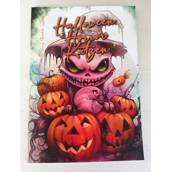 Antistresové omalovánky Halloween Horror Katzen - Omalovánky pro dospělé
