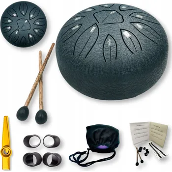 Jednotlivý buben Jazykový buben 11 tónů 6" šedý grafit, ocelový bubínek, Steel Tongue Drum