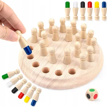 Dřevěná hračka Dřevěná hra MEMORY šachy pro rozvoj paměti pro děti MONTESSORI
