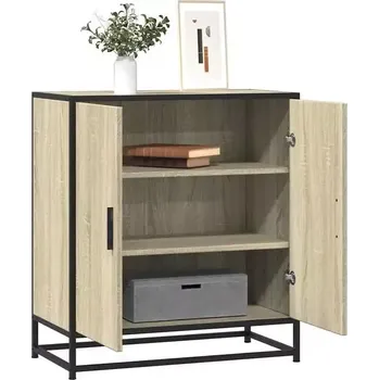 Komoda Komoda, 2 dvéřová, dřevo, kov, dub sonoma, černá, HANY NEW 019