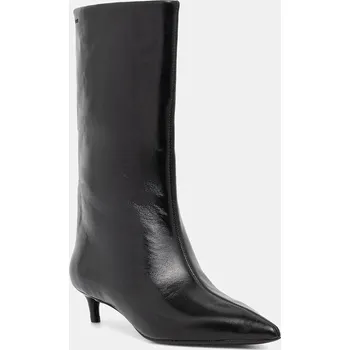 Dámské kozačky Kožené kozačky BOSS Gracey dámské, černá barva, na malém podpatku, 50552786 50552786.001 99X, EUR 38