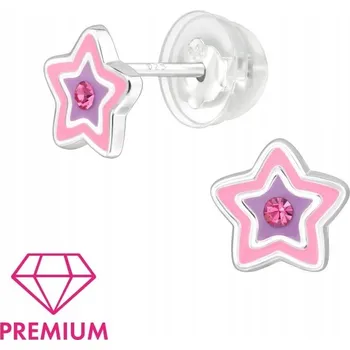 Náušnice Dětské stříbrné náušničky Star pink premium, puzetové silikon