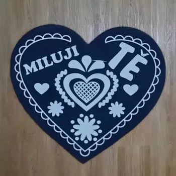 Party dekorace Srdíčko z plsti s potiskem 03 tmavě modrá 60x51mm