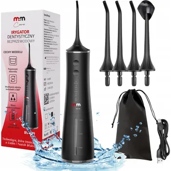 Bezpečnostní kamera BEZDRÁTOVÝ ZUBNÍ IRIGÁTOR M+M CARE BV-609 300ML 4 REŽIMY IPX7 USB-C ČERNÝ