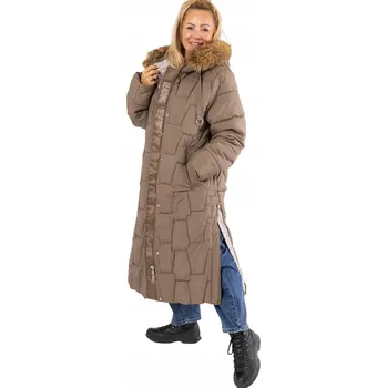 Agrafka dámský kabát hnědý rozšířený s kapucí velikost 3XL