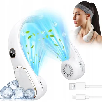 Mini ventilátor na krk šedobílý