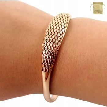 Náramek UNIKÁTNÍ DÁMSKÝ NÁRAMEK PEVNÝ NA DÁREK POZLÁCENÝ 18K ZLATEM