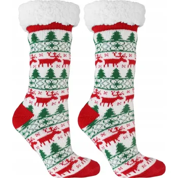 Dámské ponožky Hřejivé silné dámské ponožky s ABS Moraj, horský vzor, protiskluzové, velikost 35-42