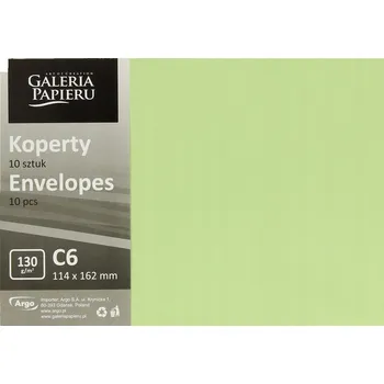 Obálka OZDOBNÉ OBÁLKY C6 světle zelené SADA 10 kusů GALERIE PAPIERU obálka