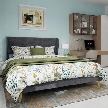 Postel Jednolůžková dřevěná postel Arhatreya 160x200 cm šedá