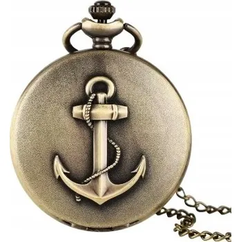 Hodinky Kapesní hodinky s kompasem na řetízku, motiv sýkorky a námořnická kotva