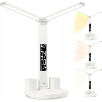 Lampička STOLNÍ LED LAMPA S DISPLEJEM NA PSACÍ STŮL ŠKOLNÍ NASTAVITELNÁ 2x LED