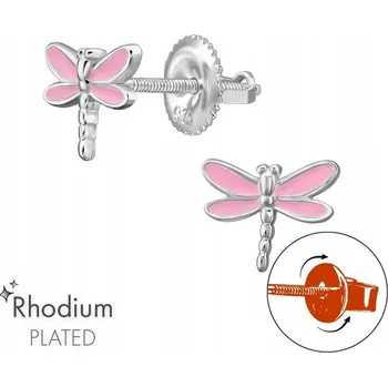 Náušnice Dětské stříbrné náušničky Vážka, se šroubovací puzetou