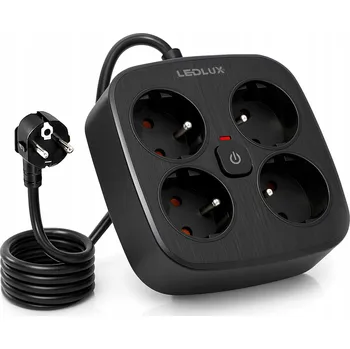 Napájecí kabel Prodlužovací Kabel Zásuvková Lišta s vypínačem, 4 zásuvky 230V, 3M