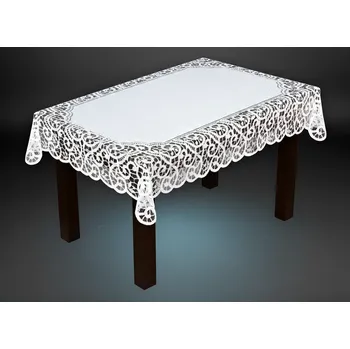 Stolování Žakárový ubrus KENAN více rozměrů bílá MyBestHome Rozměr: 180x130 cm