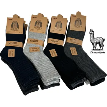 Pánské ponožky Pánské vlněné ponožky Lama Alpaka sada 3 páry námořnická modrá, černá, šedá 43-47