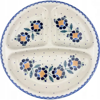 Talíř Talíř, dělený servírovací talíř na tři části 27 cm dek. 00RU Keramika Bolesławiec