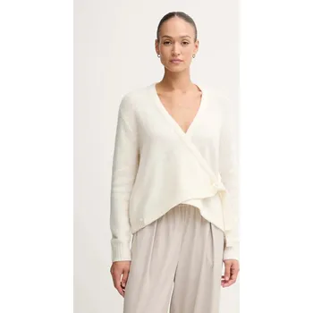 Dámský svetr Kardigan s příměsí vlny Gaudi béžová barva, 521FD53010 01X, vel. XL