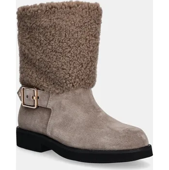 Dámské kozačky Nízké kozačky BOSS Eleri dámské, béžová barva, na plochém podpatku, 50552748 50552748.247 80X, EUR 38