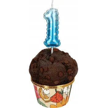 Dortová svíčka NAROZENINOVÁ SVÍČKA 6CM ČÍSLICE 1 MODRÁ S HVĚZDAMI 1 KS