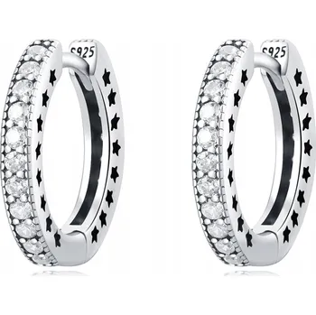 Náušnice Náušnice Fraise kruhy 1,4 cm s kubickou zirkonií, stříbro s hvězdičkami