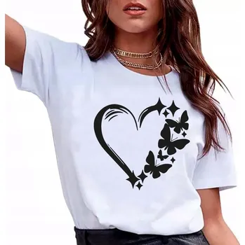 Tričko Tričko bílé dámské bavlněné s potiskem módní dárek r.XL