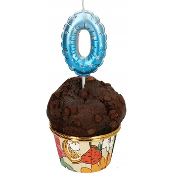 Dortová svíčka NAROZENINOVÁ SVÍČKA 6CM ČÍSLICE 0 MODRÁ S HVĚZDAMI 1 KS