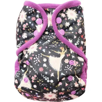 Přebalování Breberky Svrchní kalhotky s křidélky - PAT, lem fleece Vzor: Baletky, fialové patentky + fialové lemování