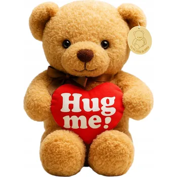 plyšák Plyšový medvídek Světle hnědý s červeným srdíčkem plyšák plyšový mazlíček přítulníček 30 cm
