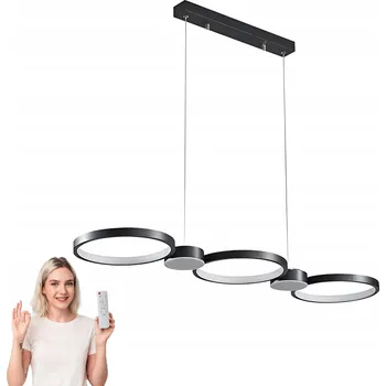 ČERNÁ stropní svítidlo LED S 3 KROUŽKY, STROPNÍ SVÍTIDLO, ZÁVĚSNÝ LUSTR + DÁLKOVÝ OVLADAČ