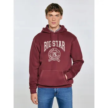 Pánská mikina BIG STAR PÁNSKÁ MIKINA S KAPUCÍ S VÝŠIVKOU VÍNOVÁ ADAM 604 M