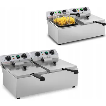 fritéza Dvojitá fritéza s časovačem, elektrická, 2-komorová, gastro, 2 x 10 l