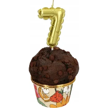 Dortová svíčka Narozeninová svíčka 6 cm ČÍSLICE 7 Zlatá 1 KS