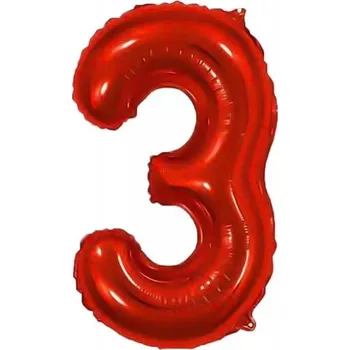 Balónek FÓLIOVÝ BALÓN 80 CM ČÍSLICE 3 ČERVENÝ