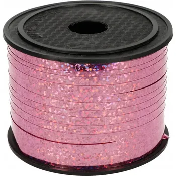 Balónek VÁZACÍ STUHA NA BALÓNKY SVĚTLE RŮŽOVÁ HOLOGRAFICKÁ 90M