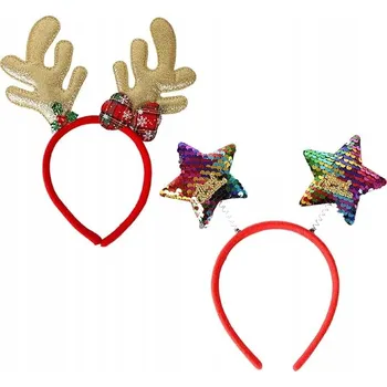 Vánoční dekorace Sada 2 Vánočních Čelenek Sob a Hvězdičky na Hlavu Kostým Štědrý Večer