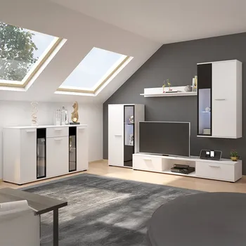 Obývací stěna Obývací stěna SALSA + komoda | 235 cm + 140 cm | bílá