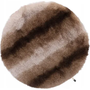Koberec Koberec kulatý hnědý 38 cm kožešinový měkký plyšový do ložnice obývacího pokoje