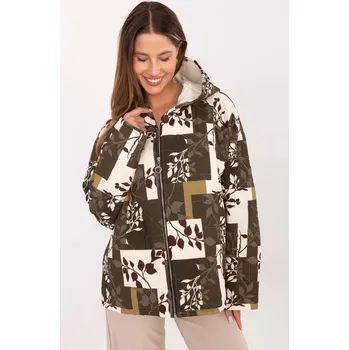 Prošívaná bunda s kapucí a zipem model 68523 barva khaki