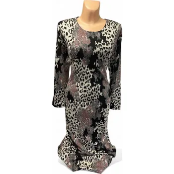 Dámské šaty Teplé šaty FRANTAK, Barva Tygr, Velikost XXXL 54, Materiál 88%Vs 6%Pa 6%Pu