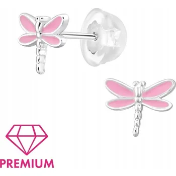 Náušnice Dětské stříbrné náušničky Vážka, premium, puzetové, silikon